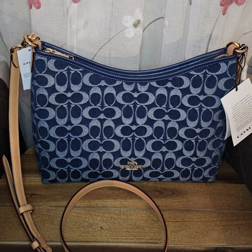 NEW! Coach Laurel Small in Signature Denim Shoulder Crossbody Bag - Picture 3 of 6